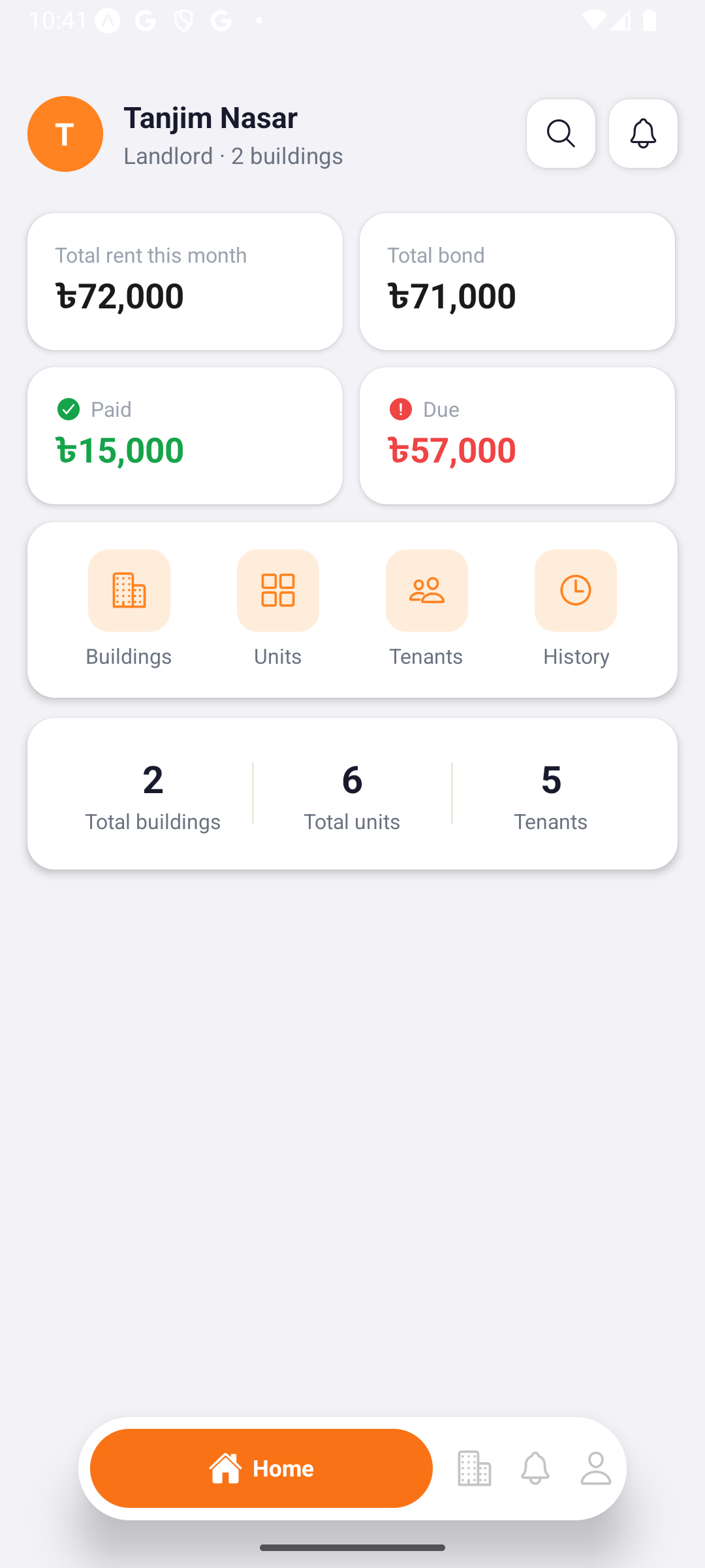 Baario landlord dashboard